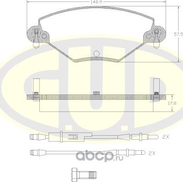 Тормозные колодки G.U.D. передние для Citroen C5 I 2001-2008. Артикул GBP082804