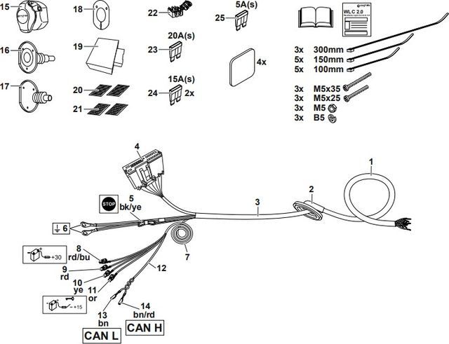 Штатная электрика фаркопа Westfalia (полный комплект) 13-полюсная Mercedes-Benz GLB-Класс X247 2019-2026. Артикул 313215300113