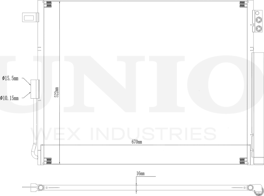 Радиатор кондиционера (Unio). Артикул RAD-30018