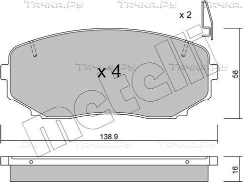 Тормозные колодки Metelli передние для Mitsubishi Eclipse Cross 2017-2026. Артикул 22-0872-1