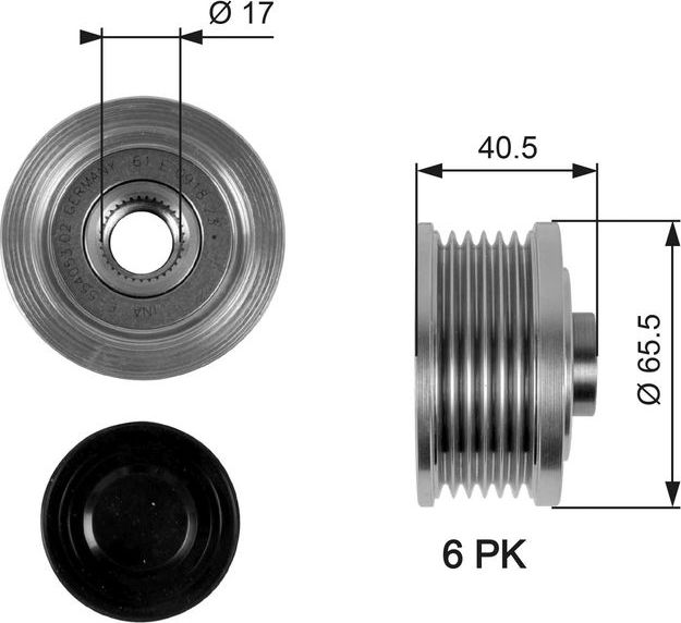 Муфта генератора обгонная Gates DriveAlign® для Opel Vectra C 2004-2009. Артикул OAP7032
