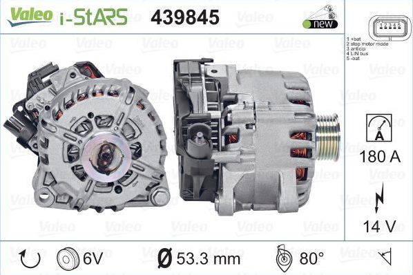 Генератор Valeo VALEO ORIGINS NEW STOP&START для Peugeot 5008 I 2010-2015. Артикул 439845