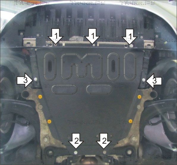 Защита АвтоСтандарт для картера и КПП Renault Fluence 2009-2017. Артикул 51721