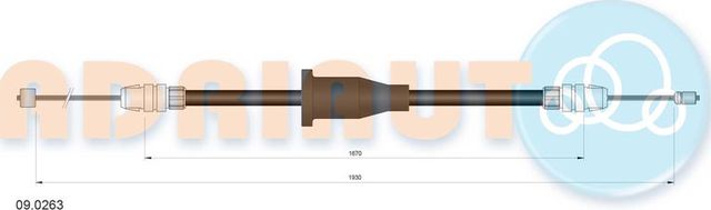 Трос ручника (тросик ручного тормоза) Adriauto передний для Chrysler Voyager IV 2005-2008. Артикул 09.0263