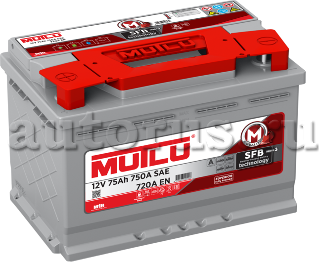 Аккумулятор Mutlu SFB M3 6СТ-75.1 п/п L3.75.072.B. Артикул L375072B