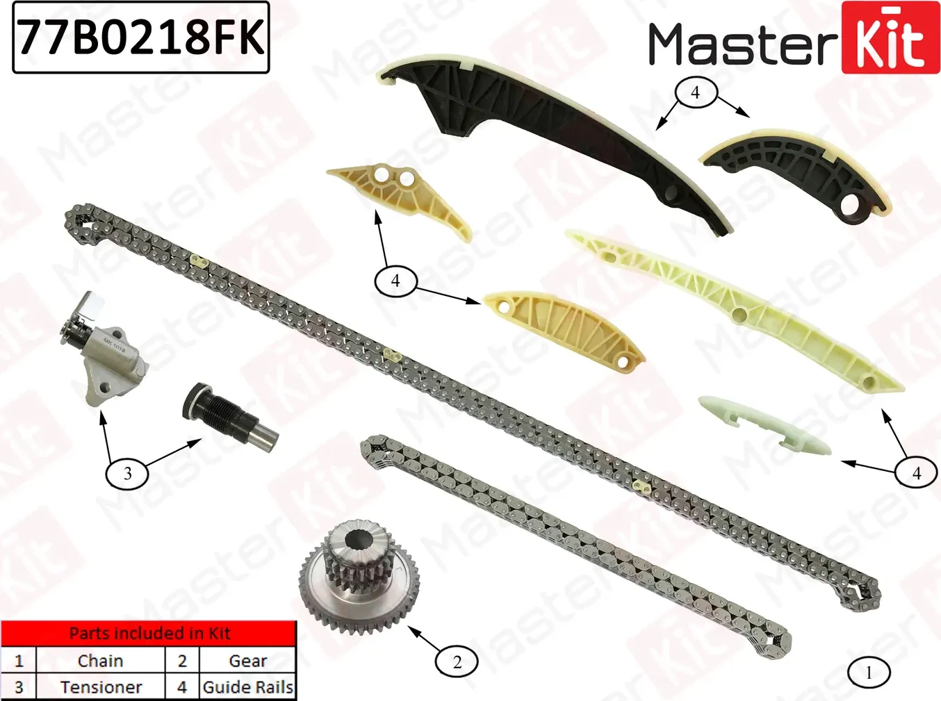 77B0218FK Комплект цепи ГРМ Audi A5.A6.Q5 2.0 TFSI 08- (Master KIT). Артикул 77b0218fk