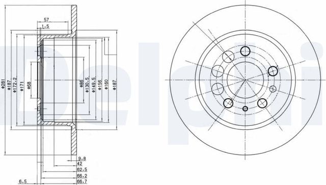 Тормозной диск Delphi задний для Volvo 780 1986-1990. Артикул BG2103