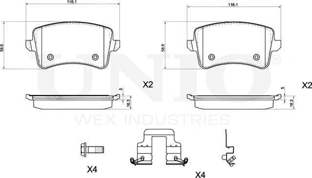 Колодки тормозные дисковые, комплект (Unio). Артикул BRP-20209