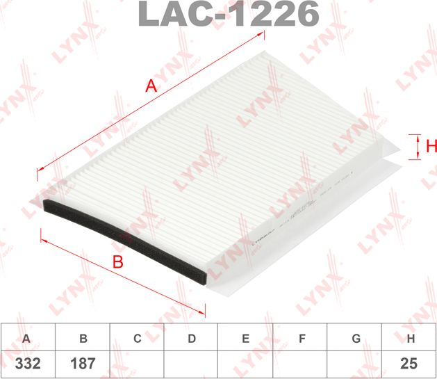 Салонный фильтр LYNXauto. Артикул LAC-1226