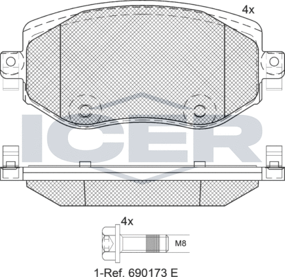 Тормозные колодки Icer передние для Renault Megane IV 2015-2026. Артикул 182292