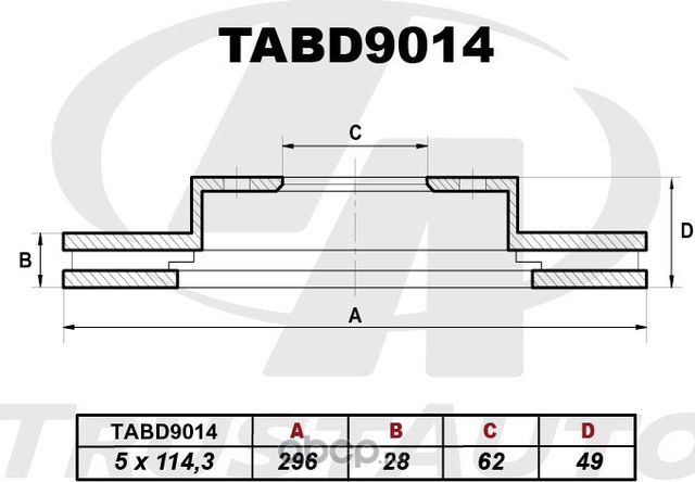 Тормозной диск () (Trustauto). Артикул TABD9014