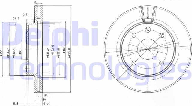 Тормозной диск Delphi передний для Daewoo Lacetti 2004-2010. Артикул BG4003