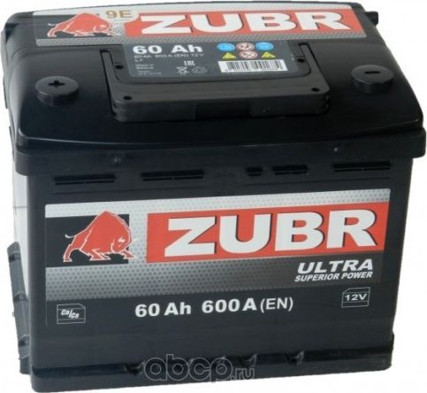 Zubr ULTRA 60 о.п. старт.ток 600 А, R+ (242?175?190) аккумуляторная батарея. Артикул ZU600