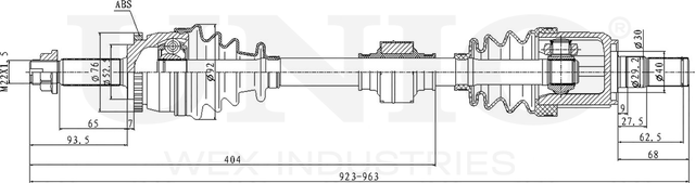Вал приводной (Unio). Артикул CVJ-10081
