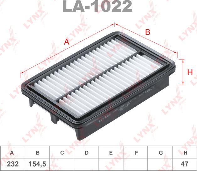 Воздушный фильтр LYNXauto для Mazda 3 III (BM) 2013-2018. Артикул LA-1022