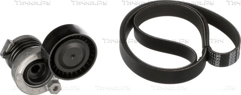 Приводной ремень поликлиновой с роликами (комплект) Gates Micro-V® Kit для Renault Clio III 2005-2014. Артикул K066PK1195