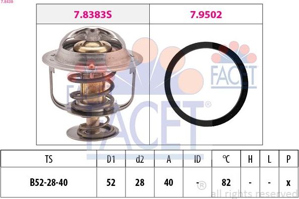 Термостат Facet Made in Italy - OE Equivalent для Suzuki Grand Vitara II 1998-2003. Артикул 7.8438