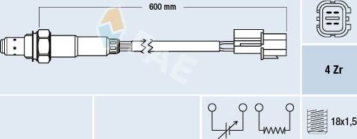 Лямбда-зонд (кислородный датчик) FAE для Hyundai H-1 I 2001-2004. Артикул 77477