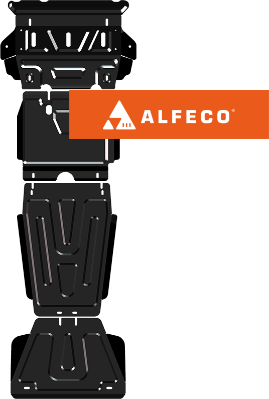 Защита Alfeco для радиатора, редуктора переднего моста, КПП, РК (4 части) Jac T8 Pro 2020-2026. Артикул ALF.56.24