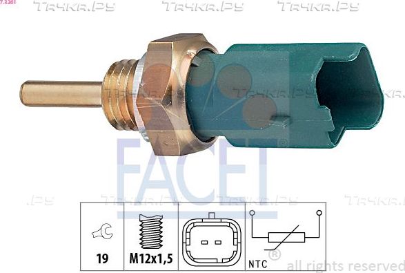 Датчик температуры охлаждающей жидкости Facet Made in Italy - OE Equivalent для Fiat Doblo II 2010-2026. Артикул 7.3261