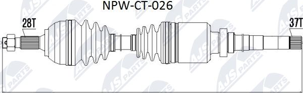 Полуось (привод в сборе, приводной вал) NTY. Артикул NPW-CT-026