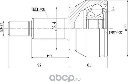 ШРУС НАРУЖНЫЙ   RANGE ROVER IV, EVOQUE, SPORT III (Zikmar). Артикул Z88536R