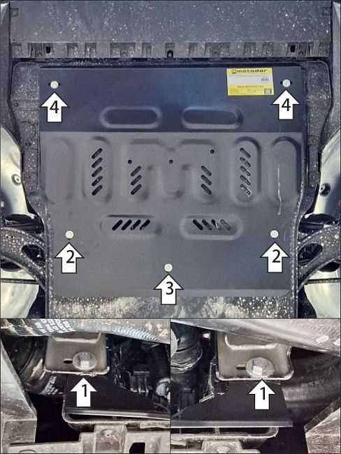 Защита Мотодор для картера и КПП Audi Q6 2022-2026. Артикул 72710