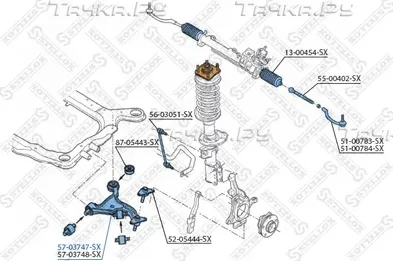 Поперечный рычаг передней подвески Stellox. Артикул 57-03747-SX