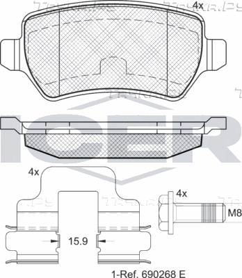 Тормозные колодки Icer задние для Opel Astra G 1998-2009. Артикул 181622-204