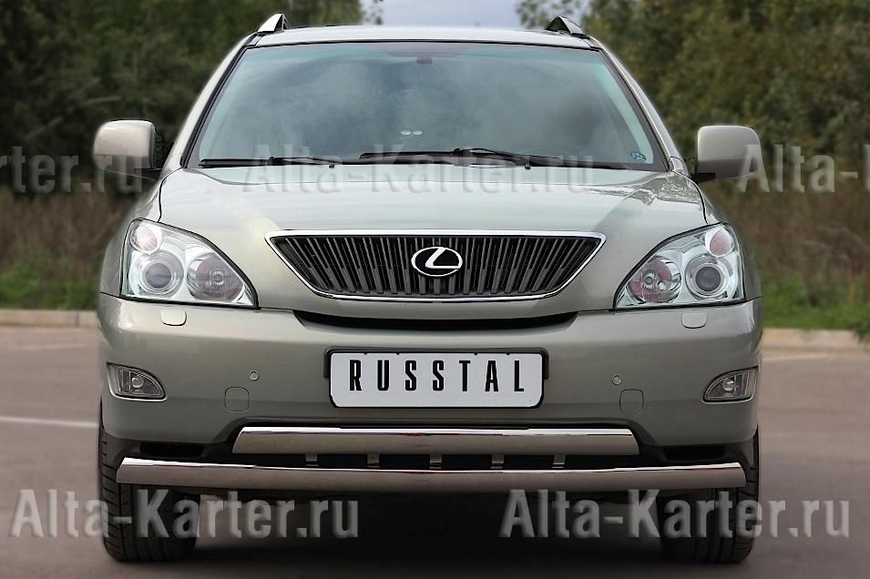 Защита RusStal переднего бампера 75х42/75х42 овалы для Lexus RX 300/330/350 2003-2008. Артикул  LRZ-000398