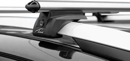 Багажник на рейлинги LUX Элегант для Mazda Tribute II 2007-2011 (Аэро-классик дуги шириной 53 мм). Артикул 842624