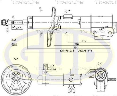 Амортизатор G.U.D. передний правый для Chevrolet Aveo I 2003-2012. Артикул GSA333417