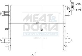Радиатор кондиционера (конденсатор) Meat & Doria для Volkswagen Tiguan I 2007-2018. Артикул 991184
