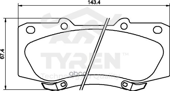 Дисковые тормозные колодки (Tyren). Артикул TYR1222001