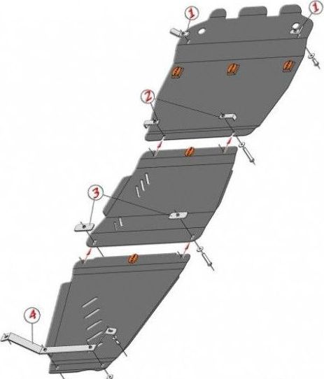 Защита алюминиевая Alfeco для картера, КПП и раздатки Suzuki Grand Vitara II 3/5 дв. 2005-2015. Артикул ALF.23.01-02-03al