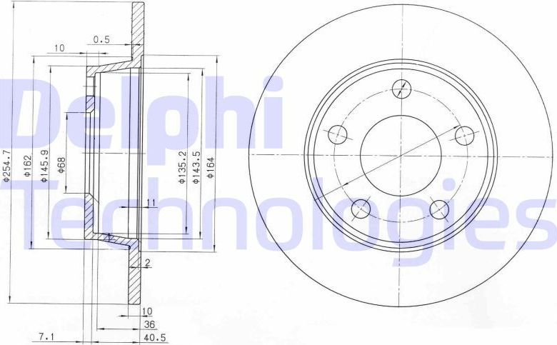 Тормозной диск Delphi. Артикул BG3671