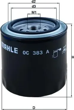 Фильтр масляный LADA 01-07/NIVA 1200-1700/FIAT 124 1.4-1.8 >75 (Mahle/Knecht). Артикул OC383A