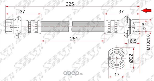 Шланг тормозной задний Таиланд TOYOTA RAV4 94-00 (SAT). Артикул ST9094702780