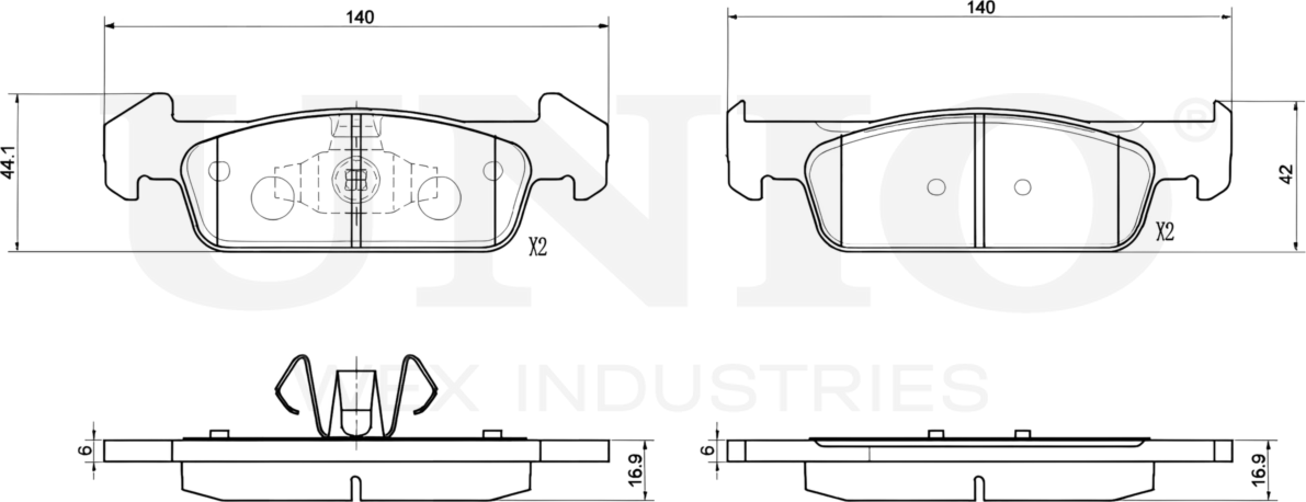 Колодки тормозные дисковые, комплект (Unio). Артикул BRP-20299