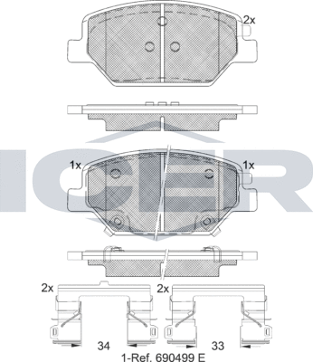 Тормозные колодки Icer. Артикул 182317
