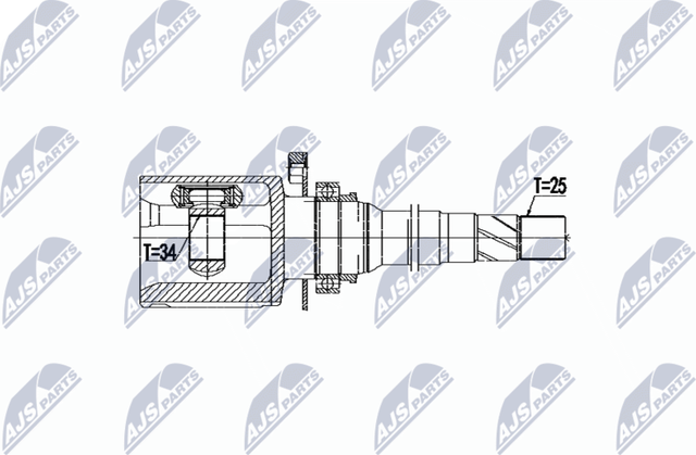 Шрус внутренний (граната) NTY передний правый для Jeep Compass II 2017-2026. Артикул NPW-CH-041