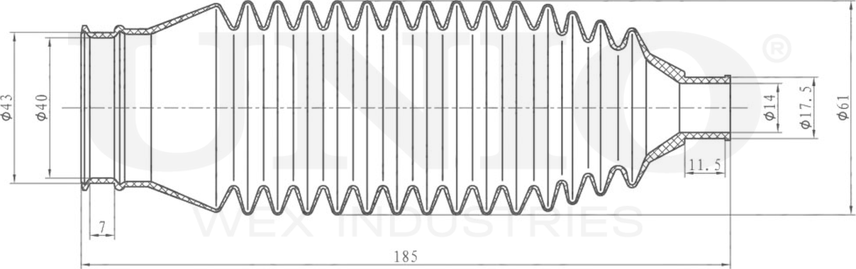 Пыльник рулевой рейки (Unio). Артикул DUC-20003