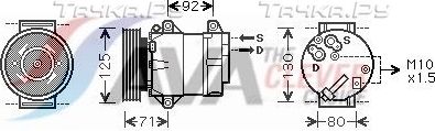 Компрессор кондиционера AVA для Renault Grand Scenic II 2004-2008. Артикул RTAK441