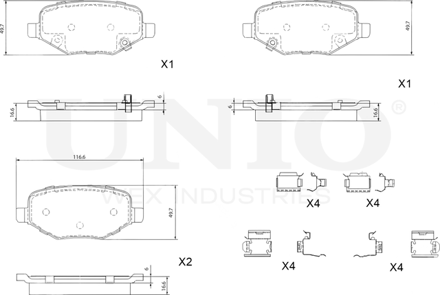 Колодки тормозные дисковые, комплект (Unio). Артикул BRP-20465