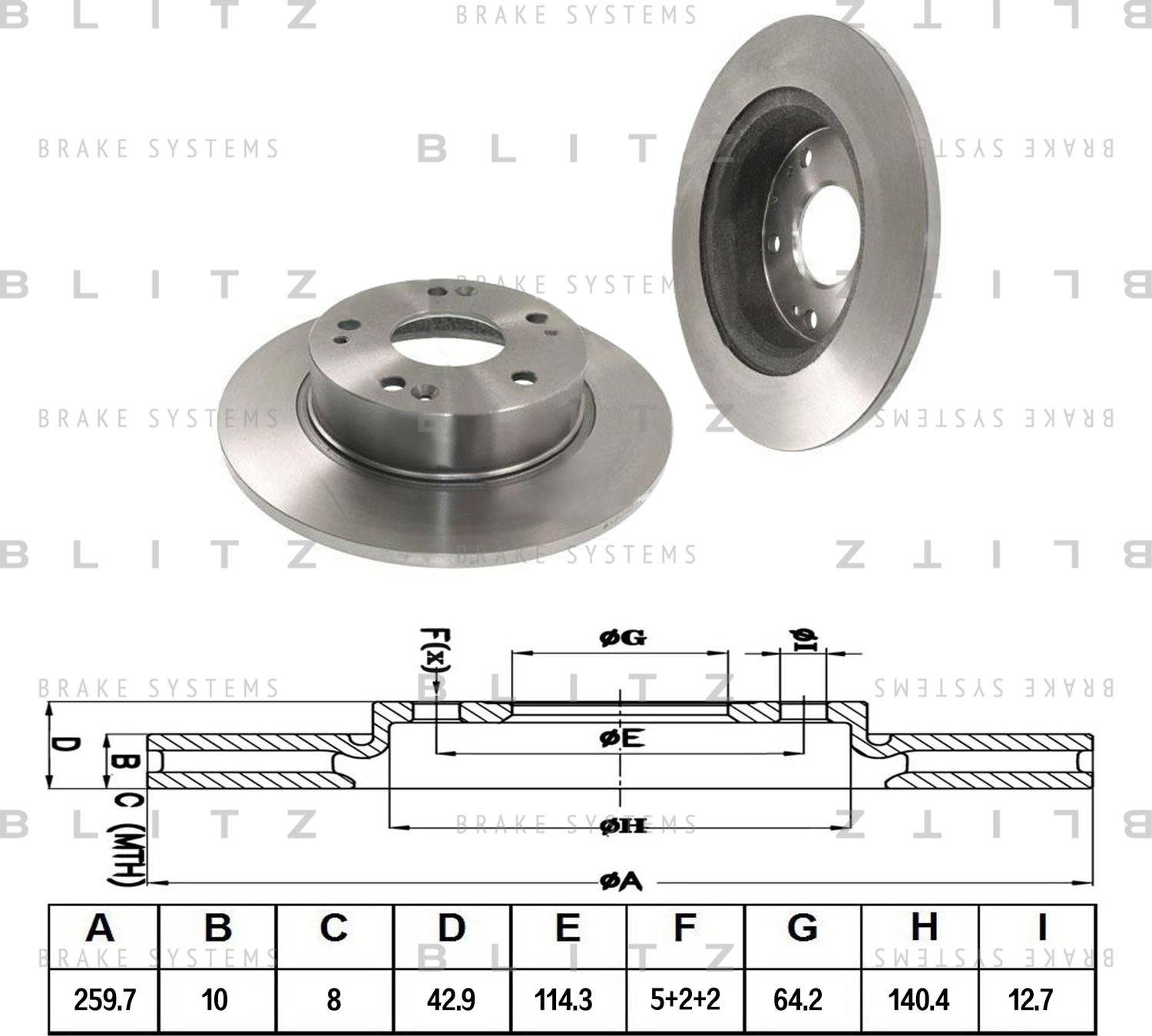 Диск тормозной HONDA ACCORD 03- задн. (Blitz). Артикул BS0276