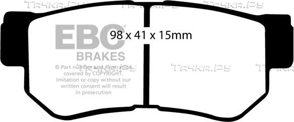 Тормозные колодки EBC Brakes задние для Kia Magentis II 2005-2010. Артикул DP21392