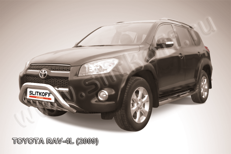 Кенгурятник Slitkoff d76 мини с защитой картера для Toyota RAV4 III LWB 2009-2010. Артикул TR409L-005