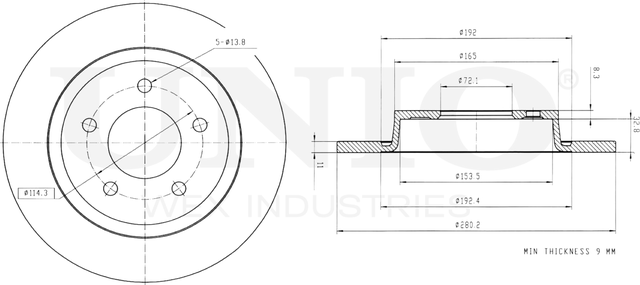 Диск тормозной (Unio). Артикул BRD-20255