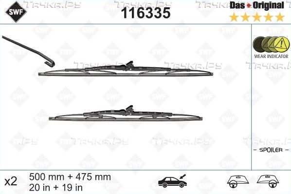 Щетки стеклоочистителя (дворники) SWF для Opel Astra G 1998-2009. Артикул 116335
