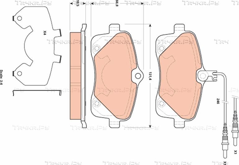 Тормозные колодки TRW передние для Peugeot 407 2004-2011. Артикул GDB1895